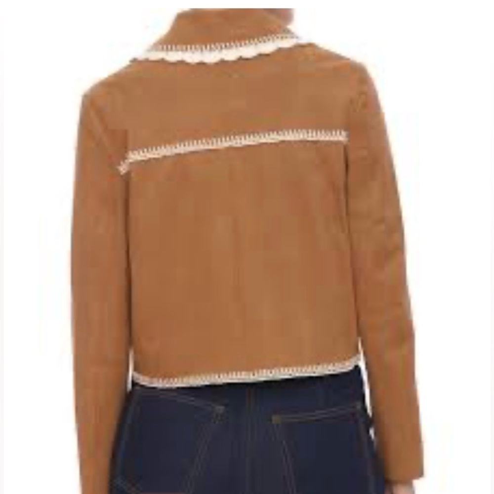 Bagatelle Cropped Jacket with Contrast Trim - Tan L - Picture 2 of 5